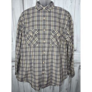 MENS TERRITORY AHEAD 100% COTTON BLUE‎ PLAID BUTTON UP LONG SLEEVE SHIRT XL